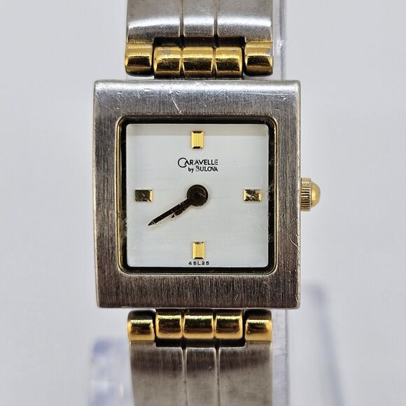 Caravelle Bulova Women's Watch 18MM White Dial Two Tone Bracelet 7" New Battery - Picture 2 of 14